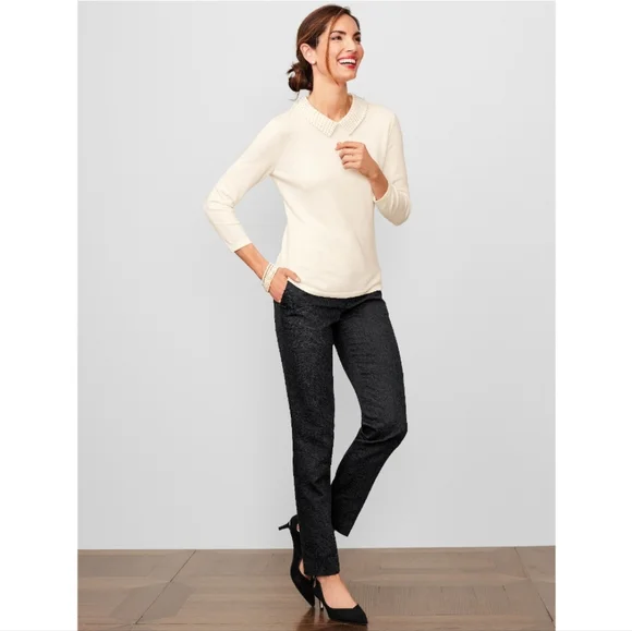 RSVP By Talbots Pearl Embelllished Top 3/4 Sleeve Ivory‎ Women Sz L Classic Chic - Picture 3 of 14